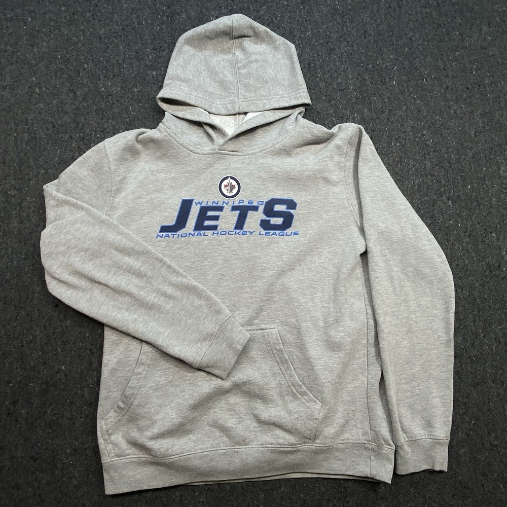 NHL Hockey Sport Winnipeg Jets‎ Pullover Gray Fleece Hoodie Sz XL Graphic Logo